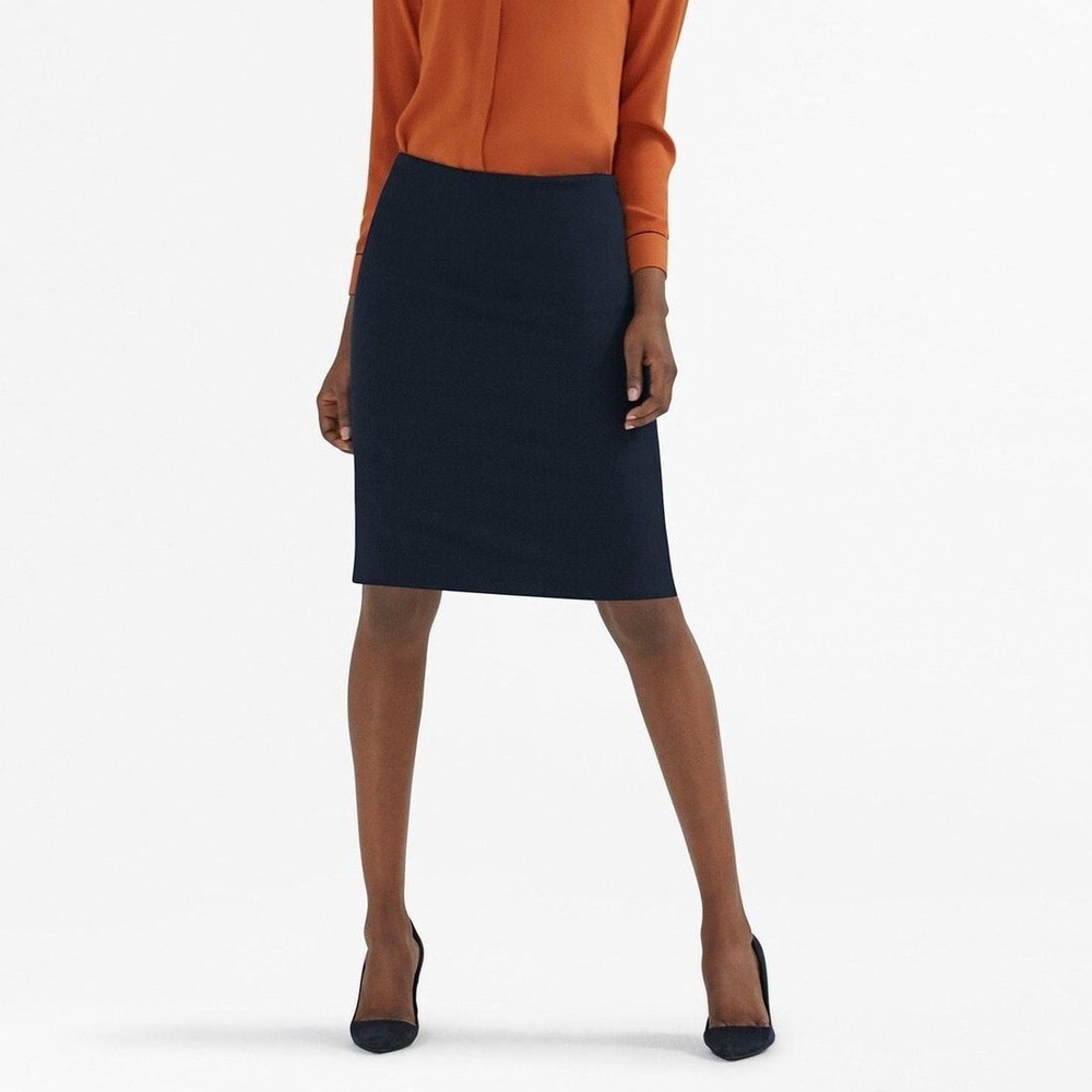 NWT MM LaFleur The Noho Skirt Galaxy Blue Pencil Women 12 Side Zip Quiet Luxury‎
